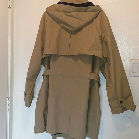 NWOT AVA&VIV Water Resistant Khaki Hooded Raincoat - Picture 2 of 7